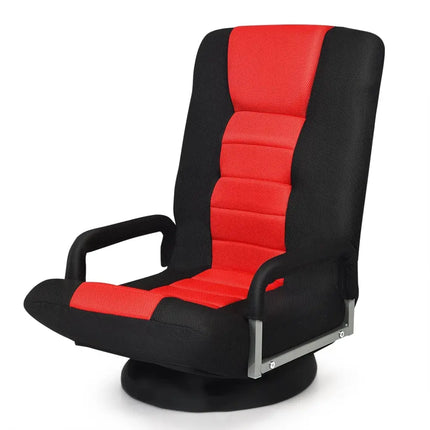 360-Degree Swivel Gaming Floor Chair with Foldable Adjustable Backrest-Red Costway