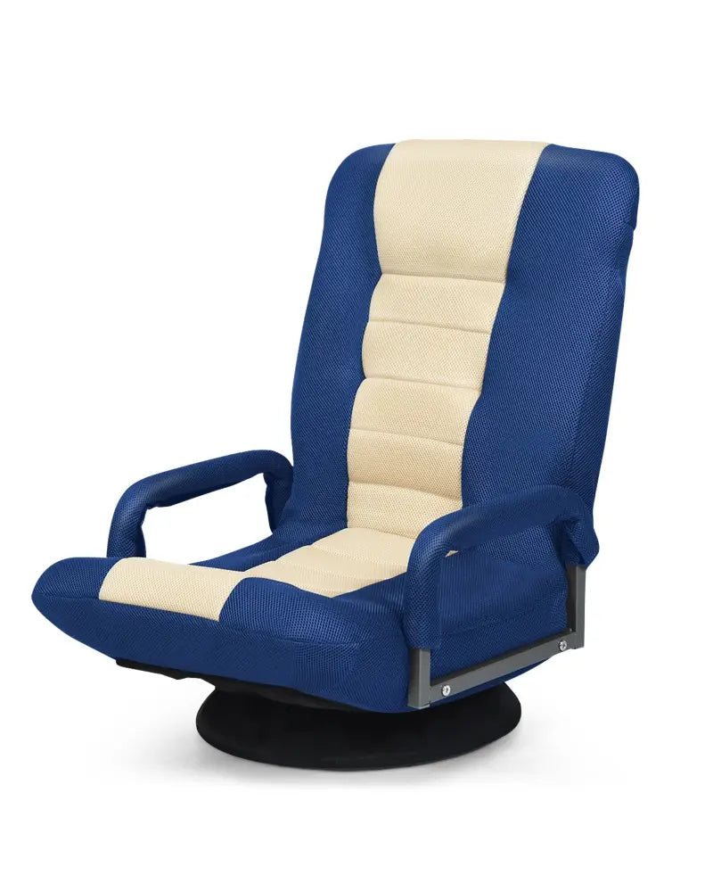 360-Degree Swivel Gaming Floor Chair with Foldable Adjustable Backrest-Blue - Blue - Floor Chairs
