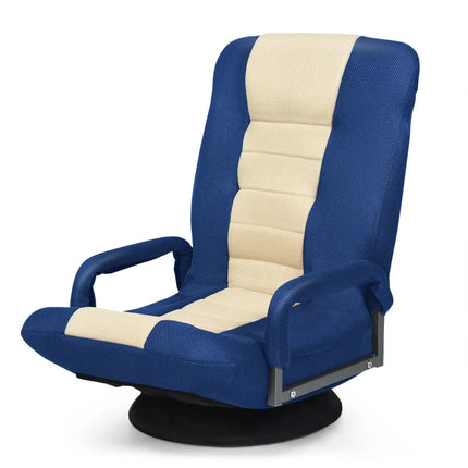 360-Degree Swivel Gaming Floor Chair with Foldable Adjustable Backrest-Blue Costway