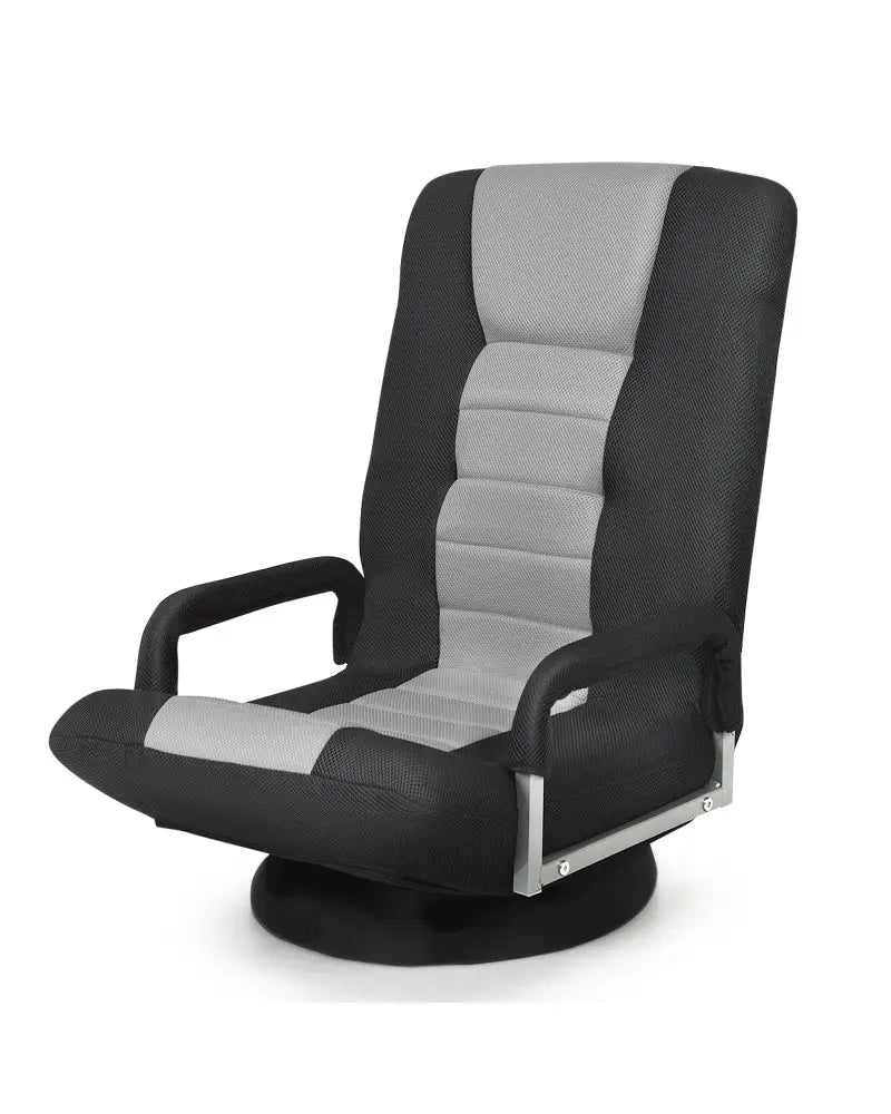 360-Degree Swivel Gaming Floor Chair with Foldable Adjustable Backrest-Gray - Gray - Floor Chairs