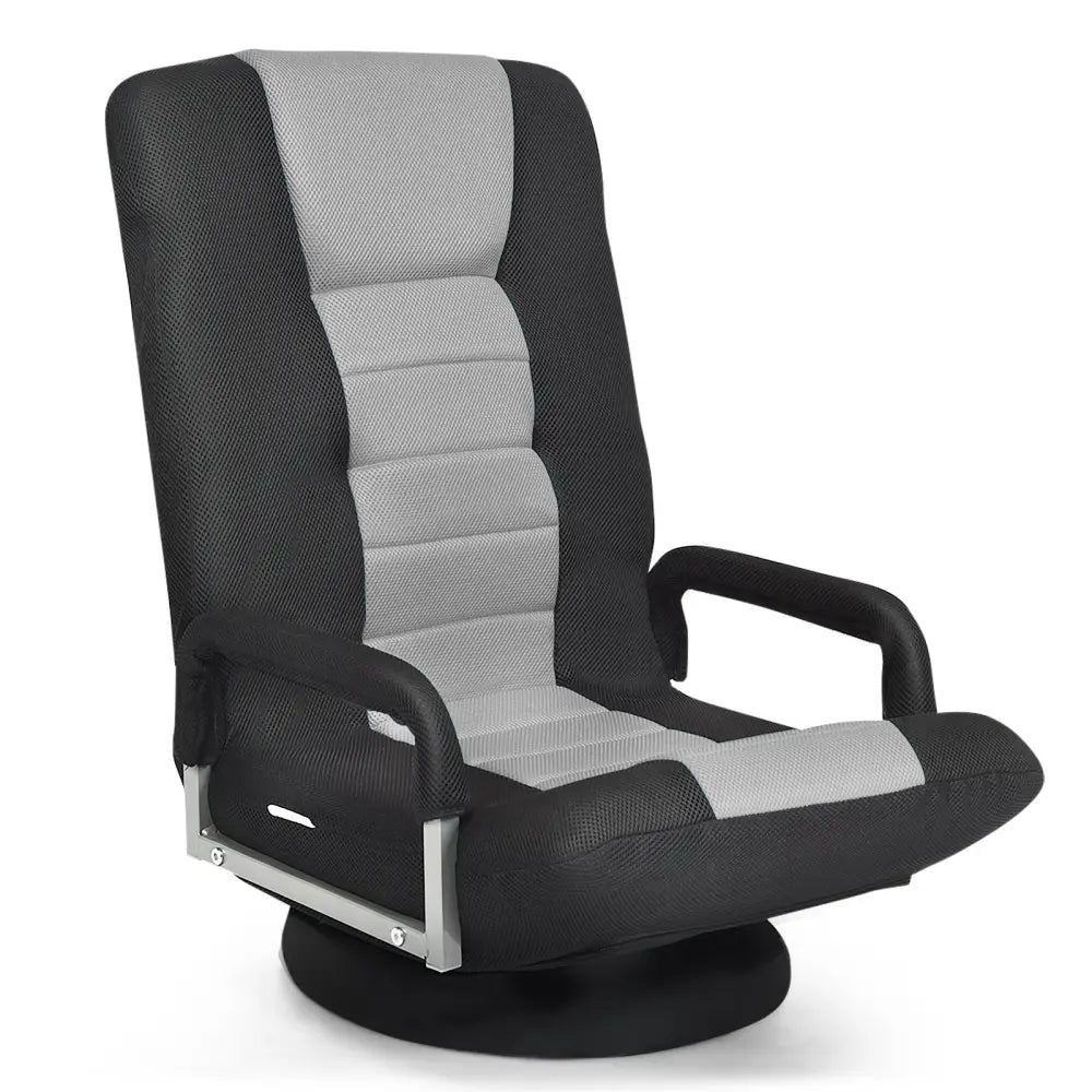 360-Degree Swivel Gaming Floor Chair with Foldable Adjustable Backrest-Gray - Gray - Floor Chairs