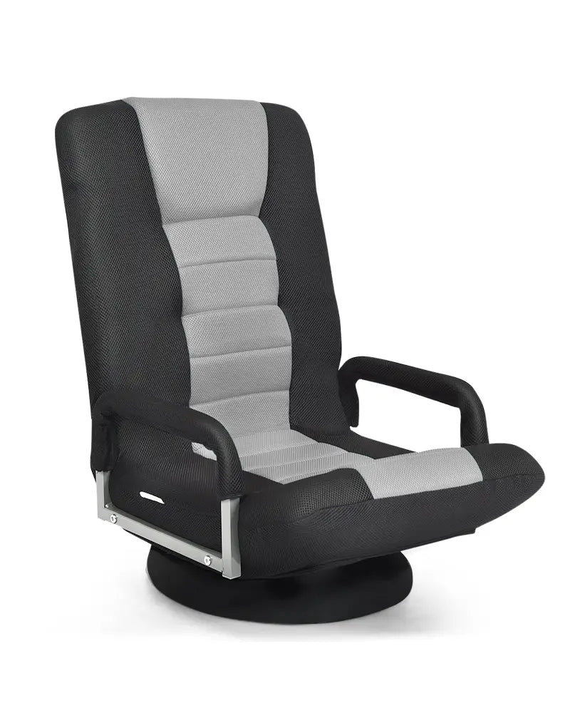 360-Degree Swivel Gaming Floor Chair with Foldable Adjustable Backrest-Gray - Gray - Floor Chairs