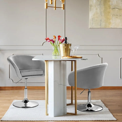 360 Degree Swivel Makeup Stool Accent Chair with Round Back and Metal Base-Gray Costway