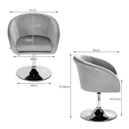 360 Degree Swivel Makeup Stool Accent Chair with Round Back and Metal Base-Gray Costway