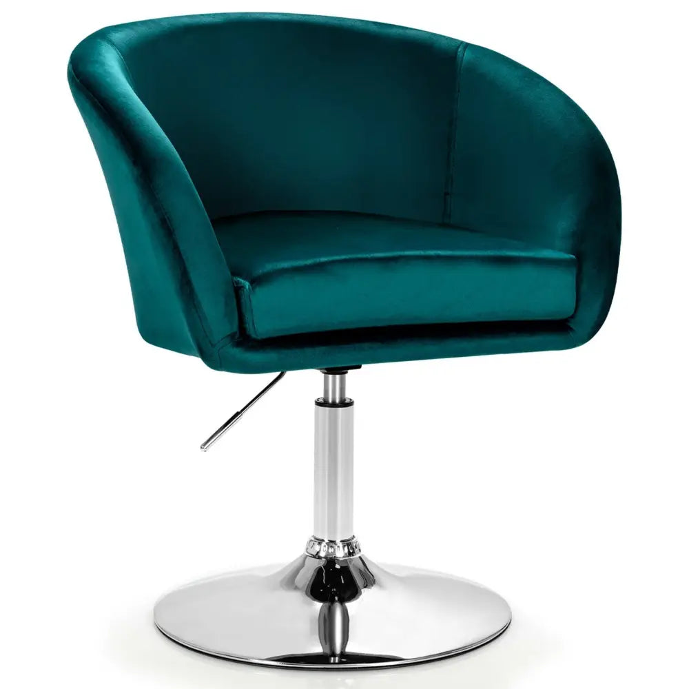 360 Degree Swivel Makeup Stool Accent Chair with Round Back and Metal Base-Green - Green - Accent Chairs
