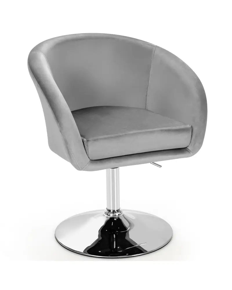 360 Degree Swivel Makeup Stool Accent Chair with Round Back and Metal Base-Gray - Gray - Accent Chairs