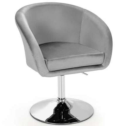 360 Degree Swivel Makeup Stool Accent Chair with Round Back and Metal Base-Gray Costway