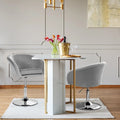 360 Degree Swivel Makeup Stool Accent Chair with Round Back and Metal Base-Gray - Gray - Accent Chairs