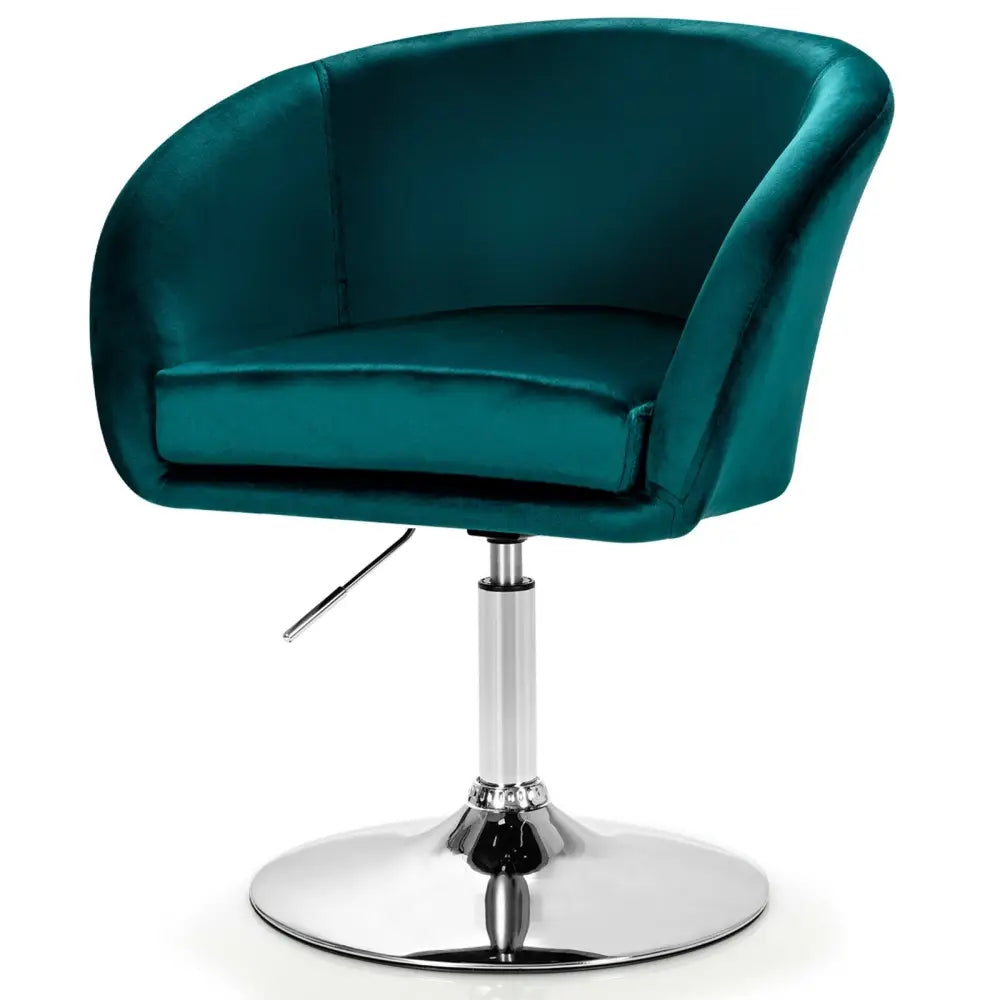 360 Degree Swivel Makeup Stool Accent Chair with Round Back and Metal Base-Green - Green - Accent Chairs