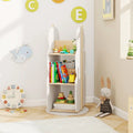 360° Kid’s Rotating Bookshelf Toy Storage Organizer with 5 Shelves-White - White - Kids Storage