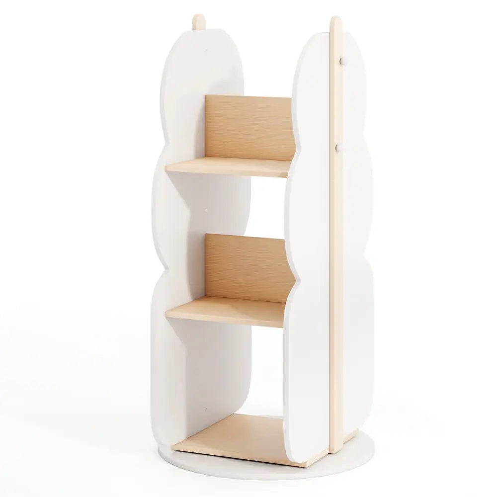 360° Kid’s Rotating Bookshelf Toy Storage Organizer with 5 Shelves-White - White - Kids Storage
