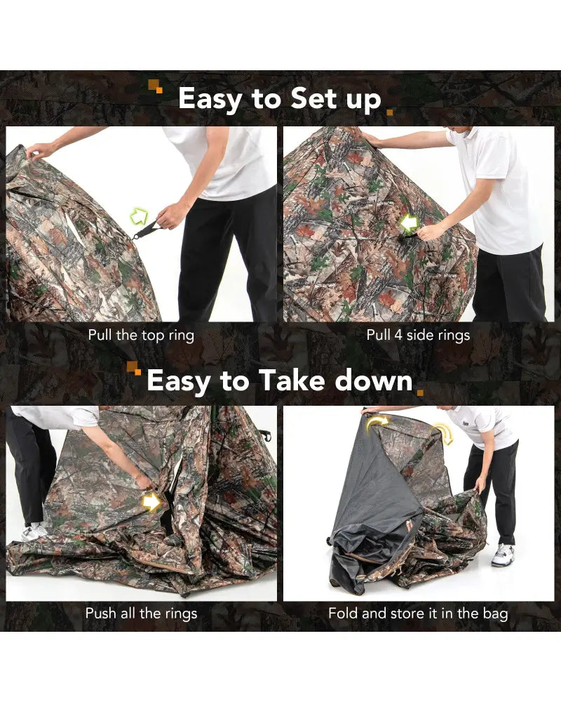360° One Way See Through Ground Hunting Blind for Deer and Turkey Hunting - Camouflage - Tents