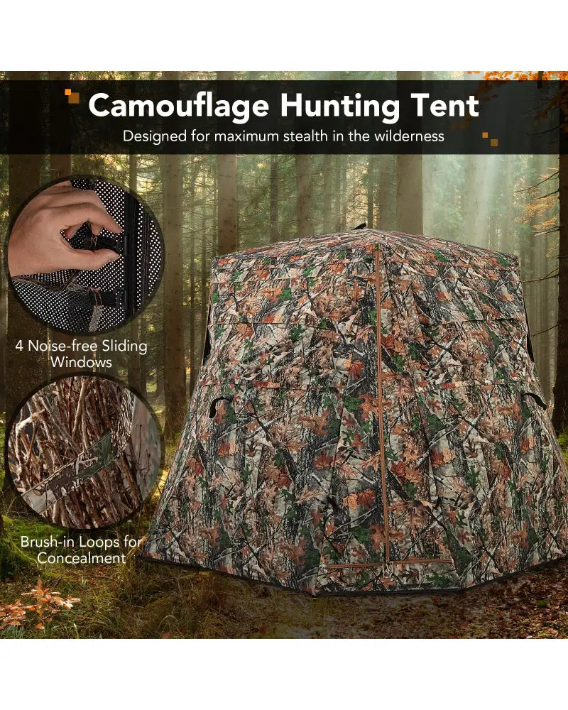 360° One Way See Through Ground Hunting Blind for Deer and Turkey Hunting - Camouflage - Tents