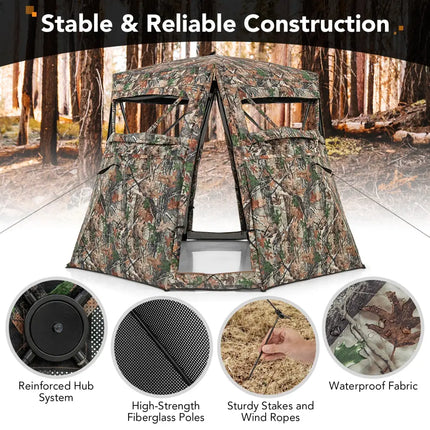 360° One Way See Through Ground Hunting Blind for Deer and Turkey Hunting - Camouflage - Tents