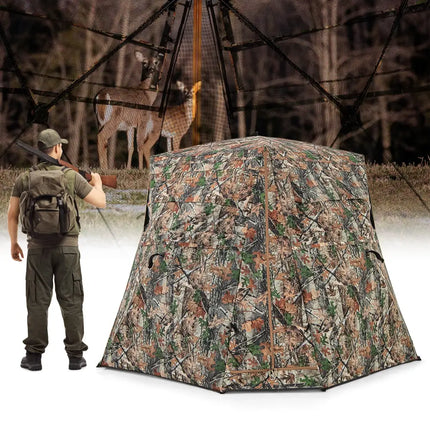 360° One Way See Through Ground Hunting Blind for Deer and Turkey Hunting - Camouflage - Tents