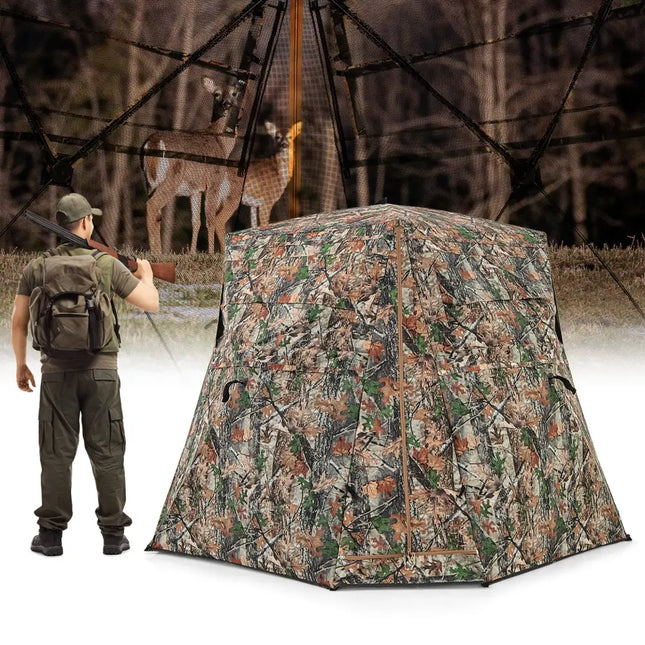 360° One Way See Through Ground Hunting Blind for Deer and Turkey Hunting - Camouflage - Tents