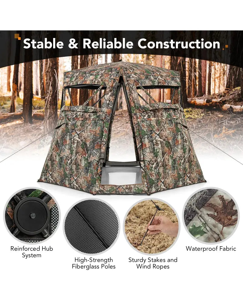 360° One Way See Through Ground Hunting Blind for Deer and Turkey Hunting - Camouflage - Tents