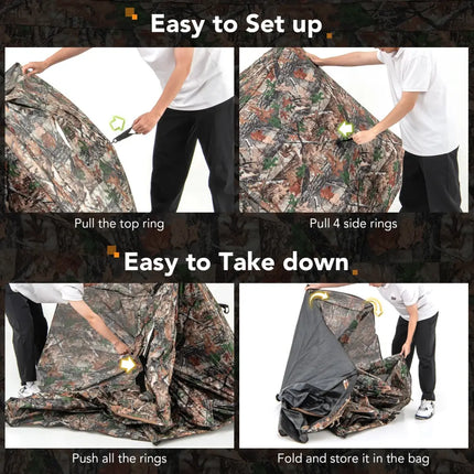 360° One Way See Through Ground Hunting Blind for Deer and Turkey Hunting - Camouflage - Tents