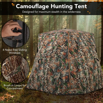 360° One Way See Through Ground Hunting Blind for Deer and Turkey Hunting - Camouflage - Tents