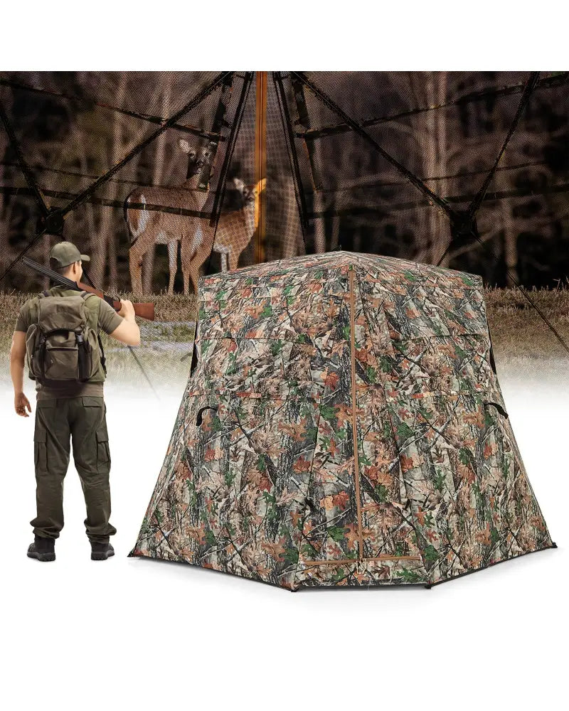 360° One Way See Through Ground Hunting Blind for Deer and Turkey Hunting - Camouflage - Tents