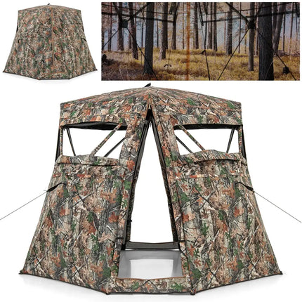 360° One Way See Through Ground Hunting Blind for Deer and Turkey Hunting - Camouflage - Tents