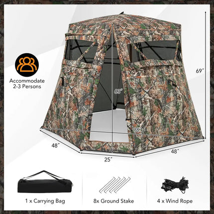 360° One Way See Through Ground Hunting Blind for Deer and Turkey Hunting - Camouflage - Tents