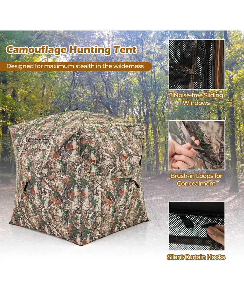 360° One Way See Through Hunting Blind Ground Blind with Portable Carrying Bag - Camouflage - Tents