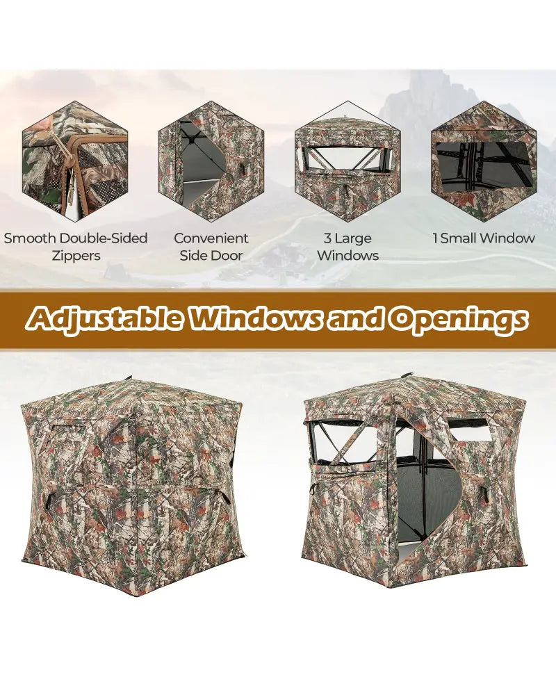 360° One Way See Through Hunting Blind Ground Blind with Portable Carrying Bag - Camouflage - Tents