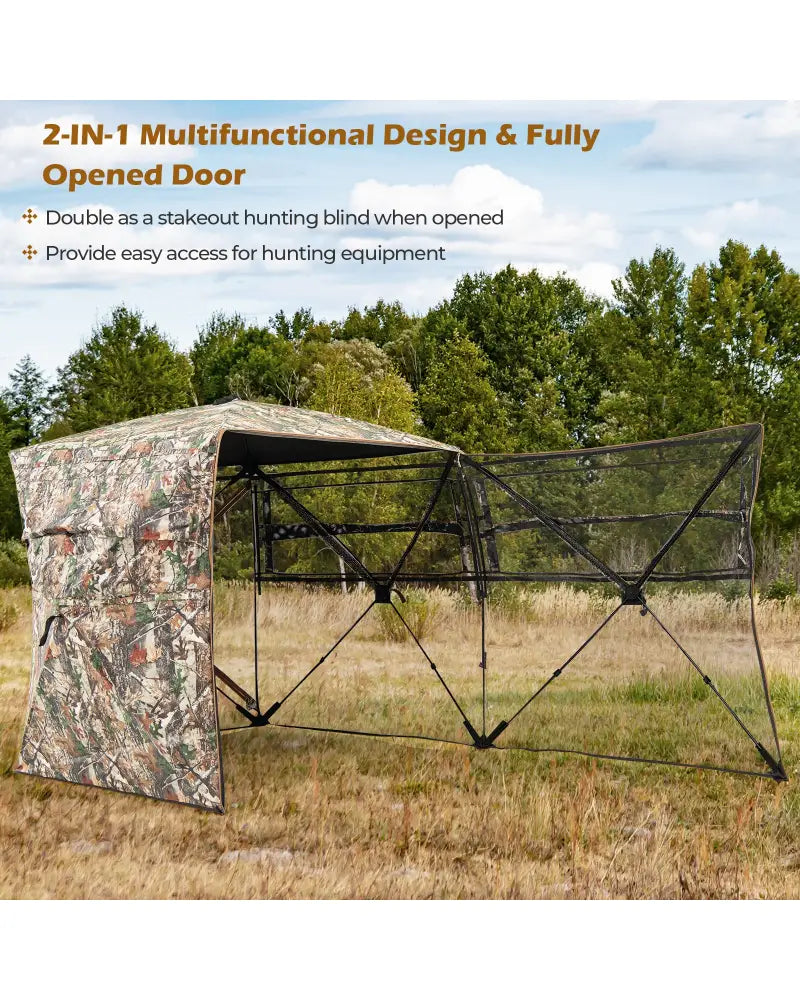 360° One Way See Through Hunting Blind Ground Blind with Portable Carrying Bag - Camouflage - Tents