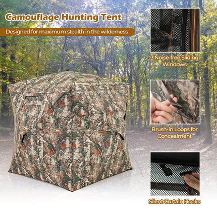360° One Way See Through Hunting Blind Ground Blind with Portable Carrying Bag - Camouflage - Tents