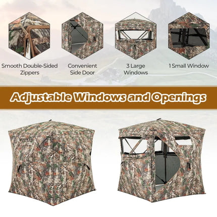 360° One Way See Through Hunting Blind Ground Blind with Portable Carrying Bag - Camouflage - Tents
