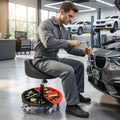 360° Rolling Mechanic Stool with 1 Tool Storage Tray-Red - Red - Garages