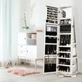 360° Rotatable 2 in 1 Lockable Jewelry Cabinet with Full Length Mirror - White - Oasis Home Essentials