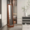 360° Rotatable Armoire 2-in-1 Lockable Mirrored Jewelry Cabinet-Brown - Brown - Jewelry Armoires