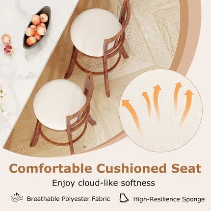 360° Rotating Counter Height Chairs Set of 2 with Upholstered Seat and  Backrest-29 inches Costway
