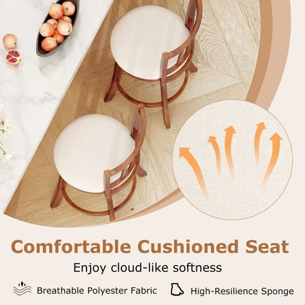 360° Rotating Counter Height Chairs Set of 2 with Upholstered Seat and  Backrest-24 inches Costway