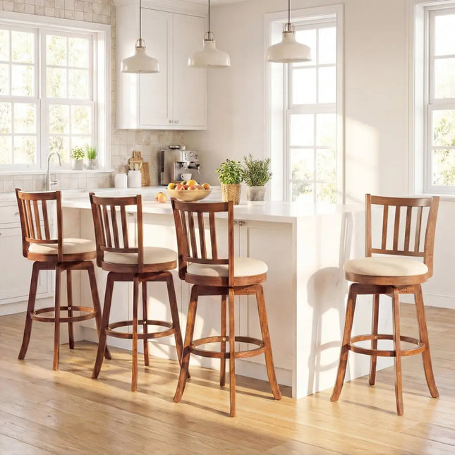 360° Rotating Counter Height Chairs Set of 2 with Upholstered Seat and  Backrest-29 inches Costway