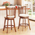 360° Rotating Counter Height Chairs Set of 2 with Upholstered Seat and  Backrest-24 inches Costway