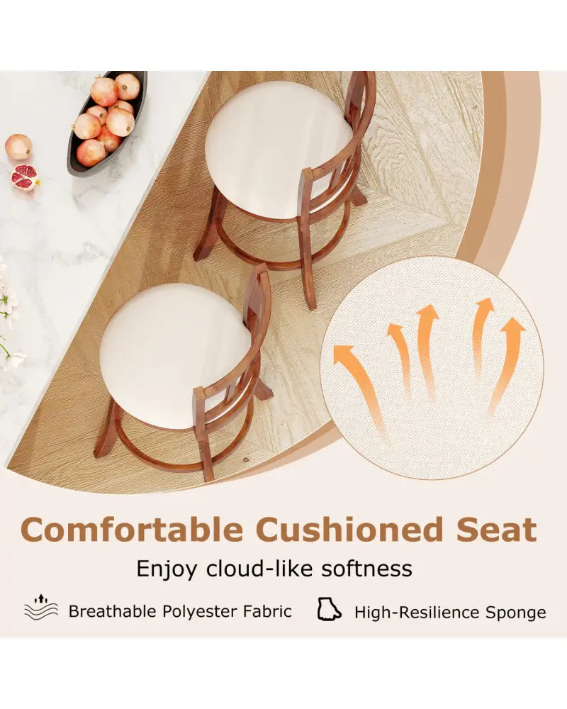 360° Rotating Counter Height Chairs Set of 4 with Backrest and Upholstered Seat-24 inches - Wood - Bar Stools