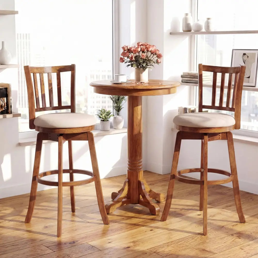 360° Rotating Counter Height Chairs Set of 4 with Backrest and Upholstered Seat-29 inches Costway