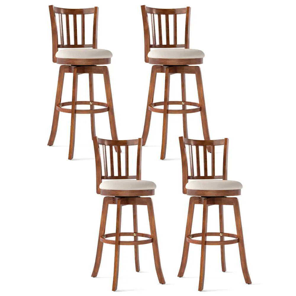 360° Rotating Counter Height Chairs Set of 4 with Backrest and Upholstered Seat-29 inches Costway