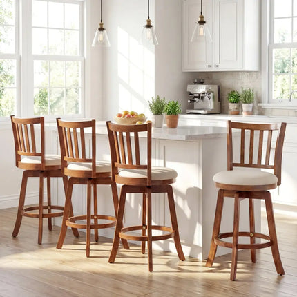 360° Rotating Counter Height Chairs Set of 4 with Backrest and Upholstered Seat-24 inches Costway