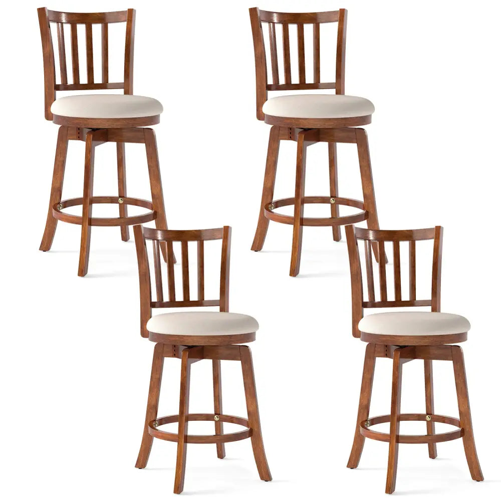 360° Rotating Counter Height Chairs Set of 4 with Backrest and Upholstered Seat-24 inches Costway