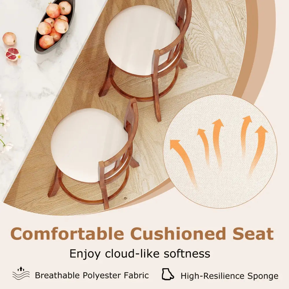 360° Rotating Counter Height Chairs Set of 4 with Backrest and Upholstered Seat-24 inches Costway