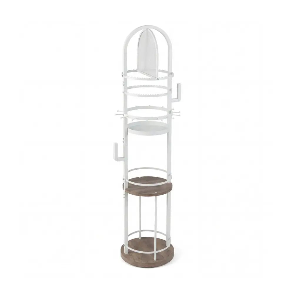 360° Rotating Floor Jewelry Storage Rack with 3 Shelves-Gray - Gray - Jewelry Armoires