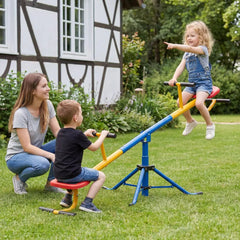 360°Rotation Kids Seesaw Swivel Teeter Totter Playground Equipment - Black - Seesaws
