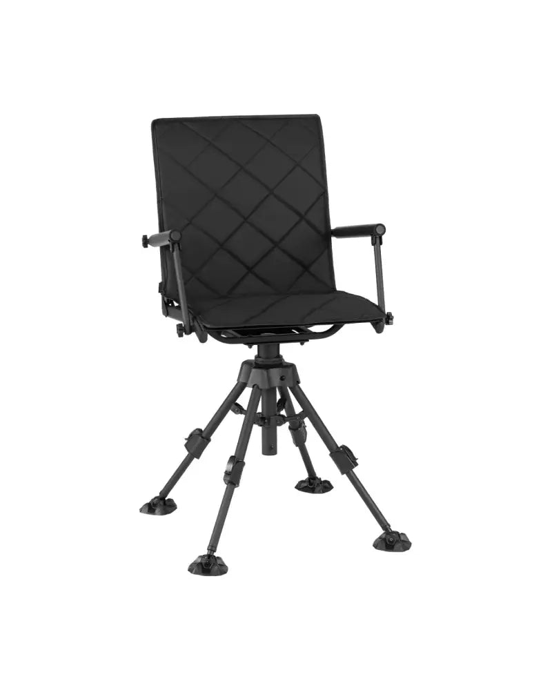 360° Silent Swivel Hunting Seat with 5-Level Adjustable-Black - Black - Camping Furniture