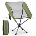 360° Swivel Camping Chair with Cup Holder and Side Pocket for Beach Support 300 LBS-Green - Green - Beach & Lawn Chairs