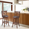 360° Swivel Counter Height Chairs with PU Leather Cushioned Seat and Footrests-30 inches - Brown - Bar Stools