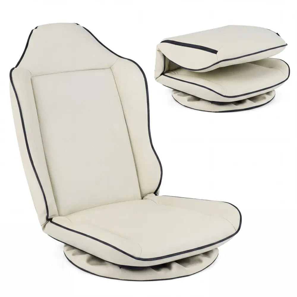 360° Swivel Floor Gaming Chair with 5-Level Adjustable Backrest-Beige - Beige - Gaming Chairs